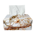 White Gold Grunge Marble Print Rectangle Tissue Box Cover