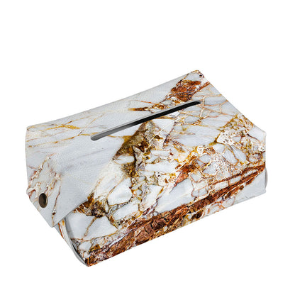 White Gold Grunge Marble Print Rectangle Tissue Box Cover