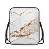 White Gold Grunge Marble Print Rectangular Crossbody Bag