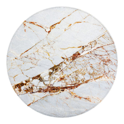 White Gold Grunge Marble Print Round Blanket