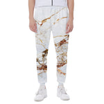 White Gold Grunge Marble Print Scuba Joggers