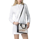 White Gold Grunge Marble Print Shoulder Handbag