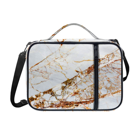 White Gold Grunge Marble Print Shoulder Strap Bible Bag