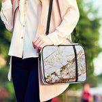 White Gold Grunge Marble Print Shoulder Strap Bible Bag