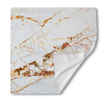 White Gold Grunge Marble Print Silk Bandana