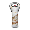 White Gold Grunge Marble Print Single Neoprene Wine Tote