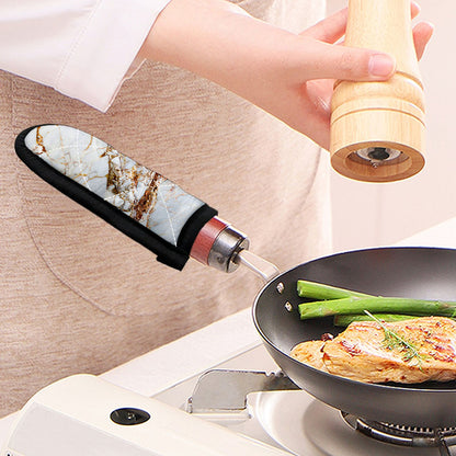 White Gold Grunge Marble Print Skillet Handle Cover