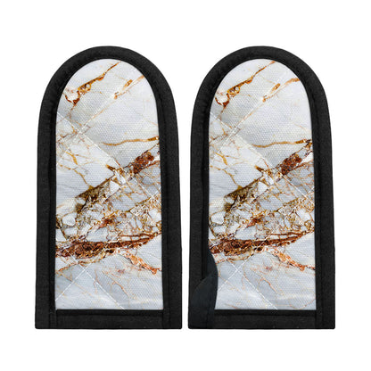 White Gold Grunge Marble Print Skillet Handle Cover