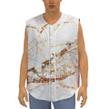 White Gold Grunge Marble Print Sleeveless Baseball Jersey