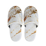 White Gold Grunge Marble Print Slippers