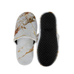 White Gold Grunge Marble Print Slippers