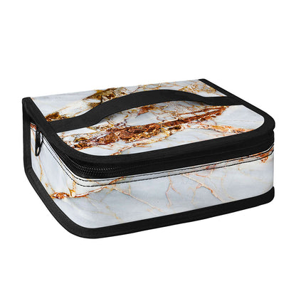 White Gold Grunge Marble Print Small Lunch Bag