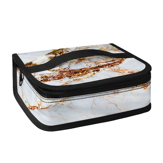 White Gold Grunge Marble Print Small Lunch Bag