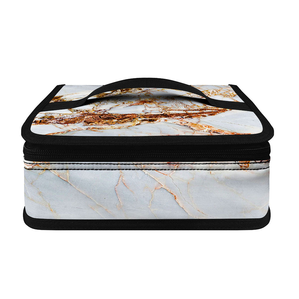 White Gold Grunge Marble Print Small Lunch Bag