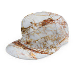 White Gold Grunge Marble Print Snapback Cap