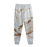 White Gold Grunge Marble Print Sweatpants