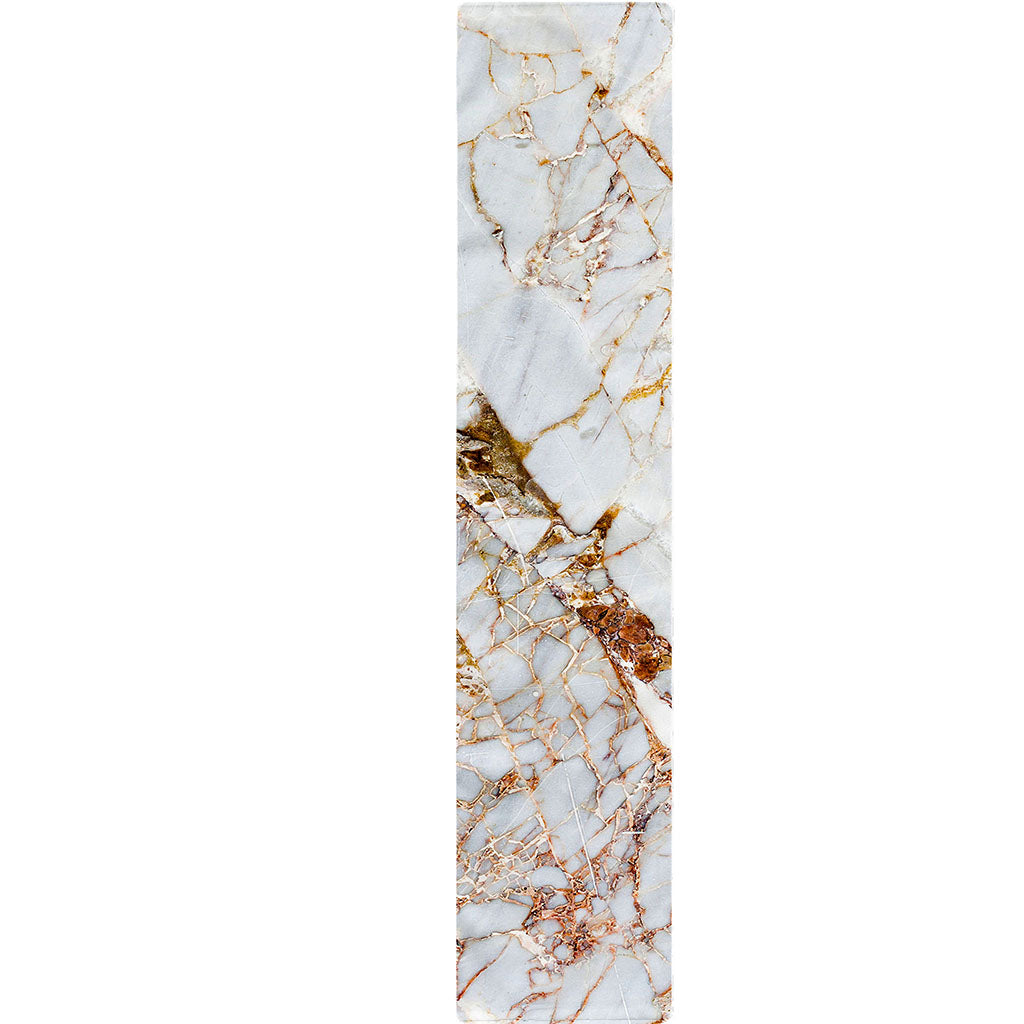 White Gold Grunge Marble Print Table Runner