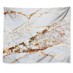 White Gold Grunge Marble Print Tapestry