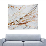 White Gold Grunge Marble Print Tapestry