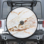 White Gold Grunge Marble Print Tire Cover With Camera Hole