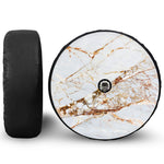 White Gold Grunge Marble Print Tire Cover With Camera Hole
