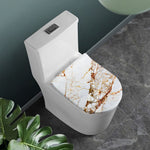 White Gold Grunge Marble Print Toilet Lid Cover