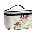 White Gold Grunge Marble Print Travel Makeup Bag
