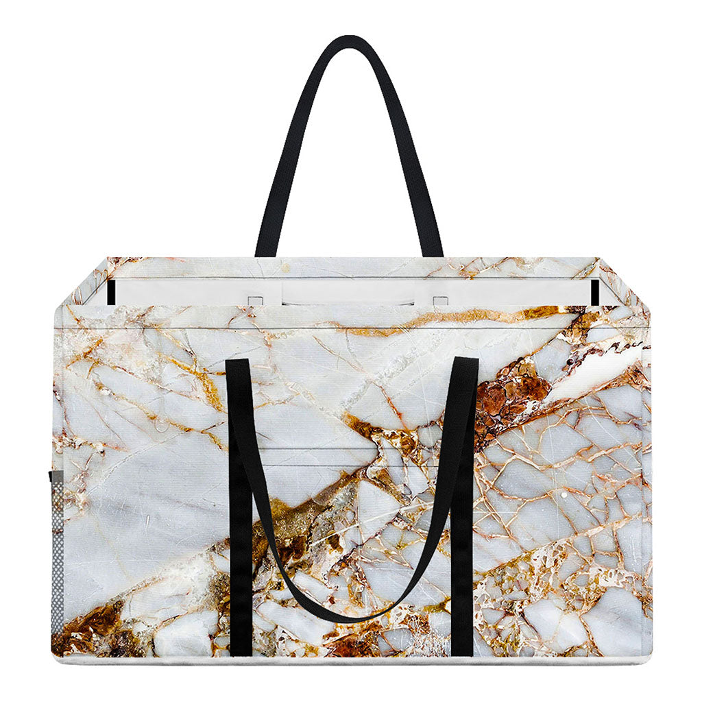 White Gold Grunge Marble Print Utility Tote Bag