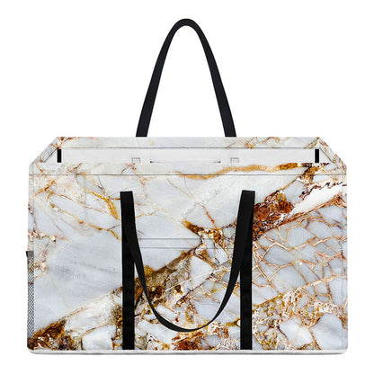 White Gold Grunge Marble Print Utility Tote Bag