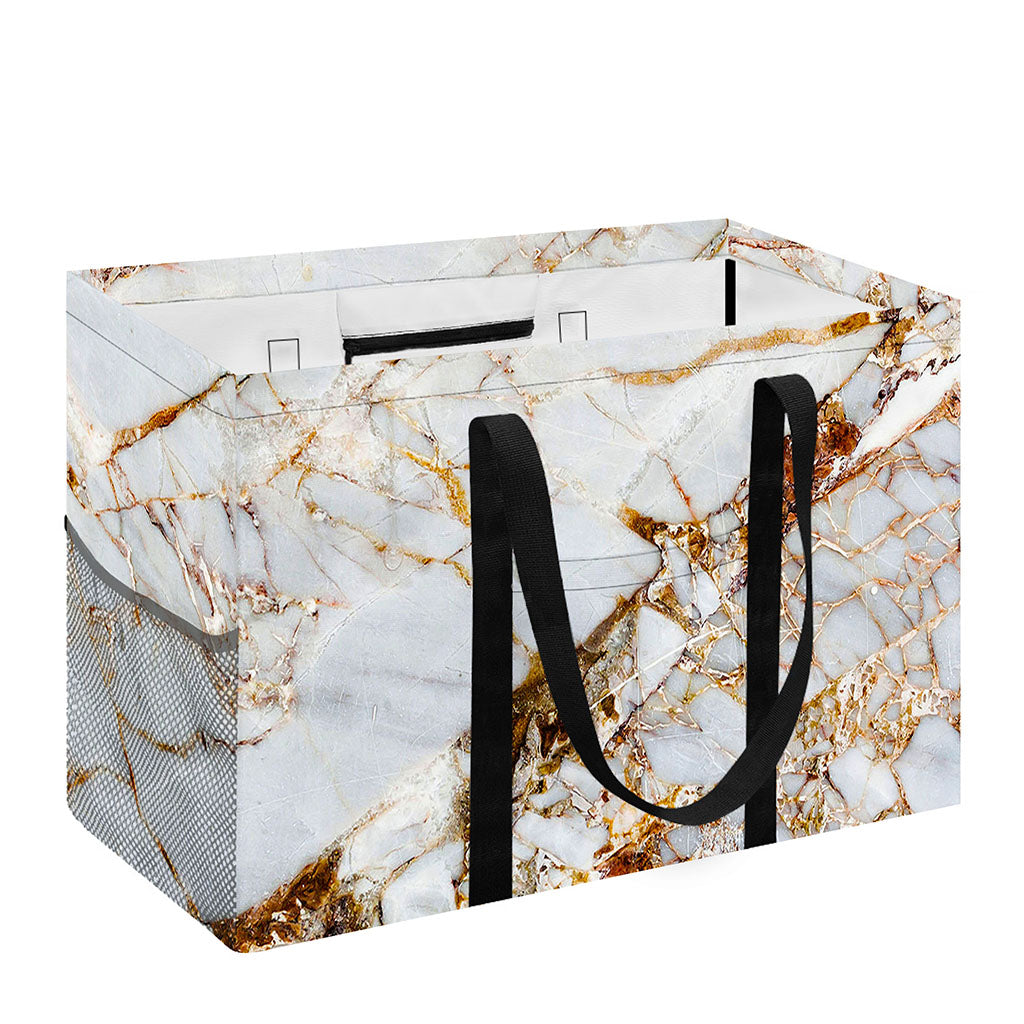 White Gold Grunge Marble Print Utility Tote Bag