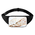 White Gold Grunge Marble Print Waist Bag