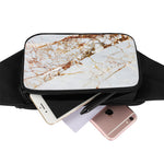 White Gold Grunge Marble Print Waist Bag
