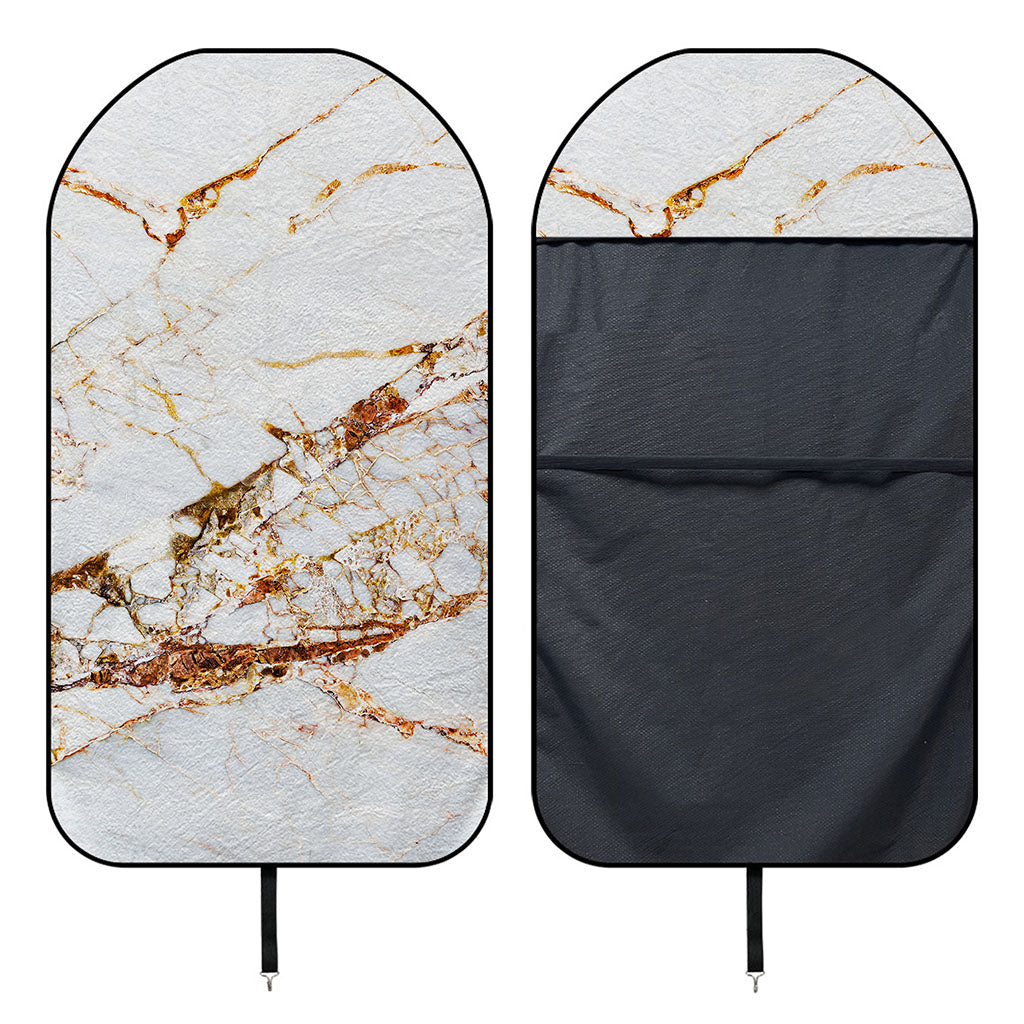 White Gold Grunge Marble Print Waterproof Car Seat Cover