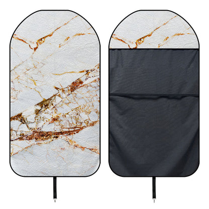 White Gold Grunge Marble Print Waterproof Car Seat Cover
