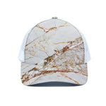 White Gold Grunge Marble Print White Mesh Trucker Cap