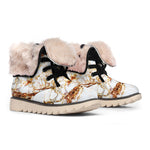 White Gold Grunge Marble Print Winter Boots