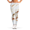 White Gold Grunge Marble Print Women's Leggings