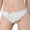 White Gold Grunge Marble Print Women's Panties