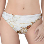 White Gold Grunge Marble Print Women's Thong