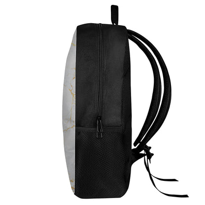 White Gold Scratch Marble Print 17 Inch Backpack