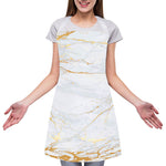 White Gold Scratch Marble Print Adjustable Apron