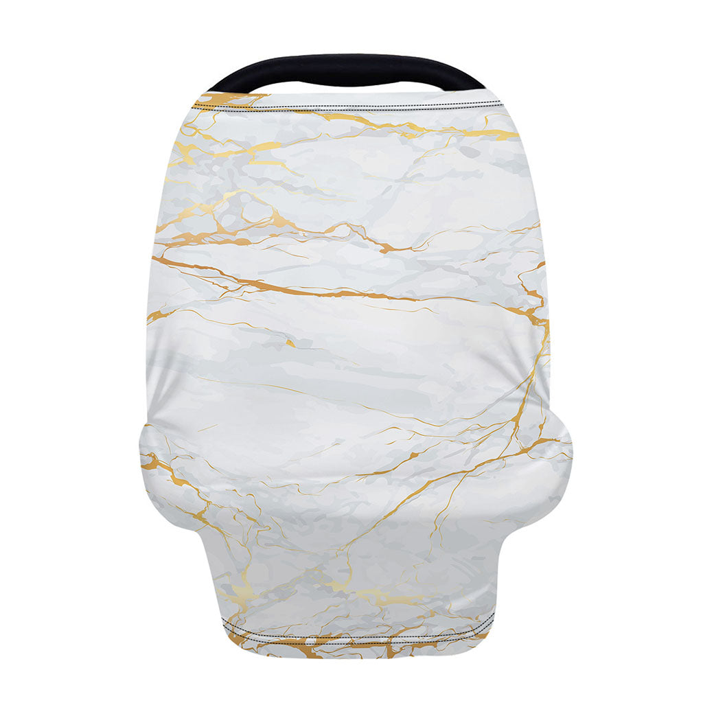 White Gold Scratch Marble Print Baby Seat Cover