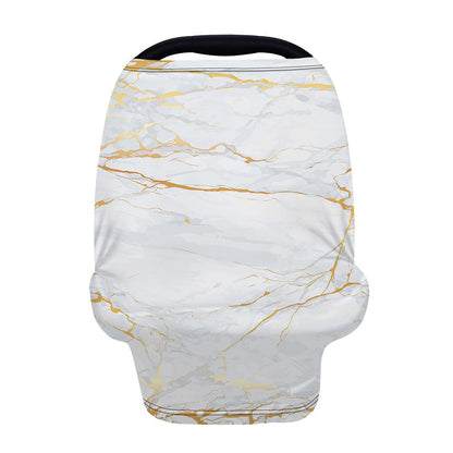 White Gold Scratch Marble Print Baby Seat Cover