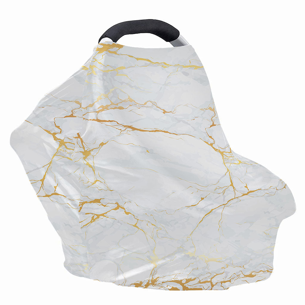 White Gold Scratch Marble Print Baby Seat Cover
