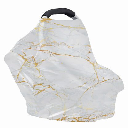 White Gold Scratch Marble Print Baby Seat Cover