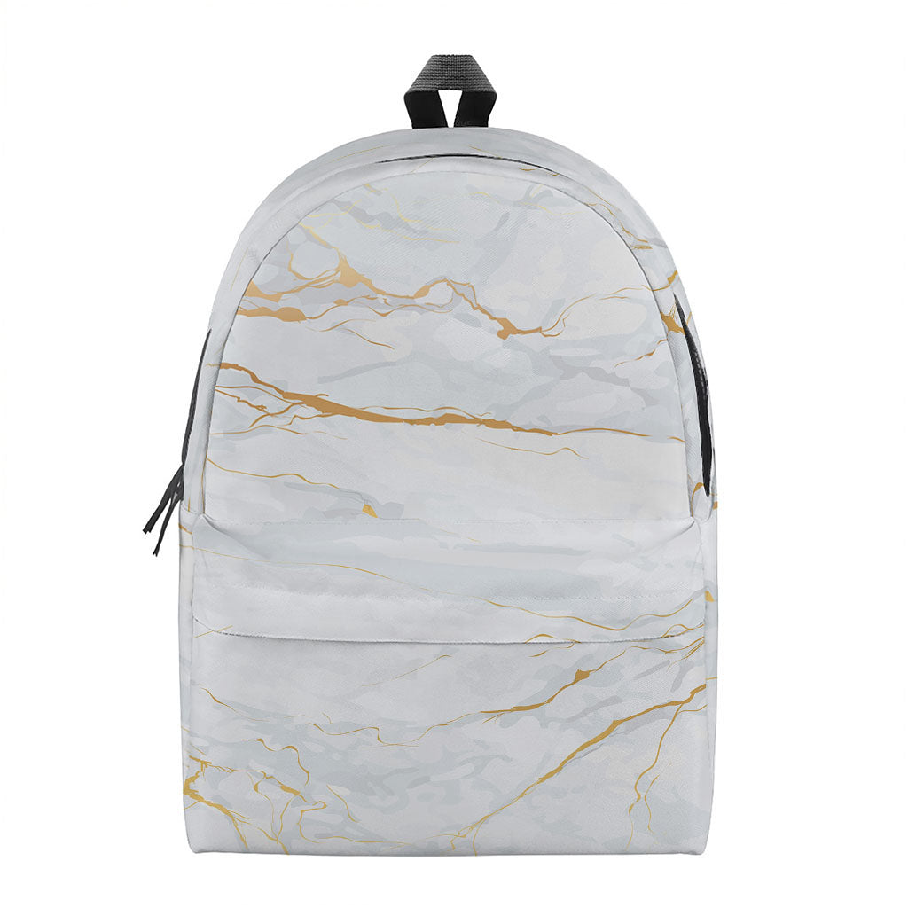 White Gold Scratch Marble Print Backpack