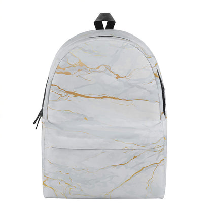White Gold Scratch Marble Print Backpack