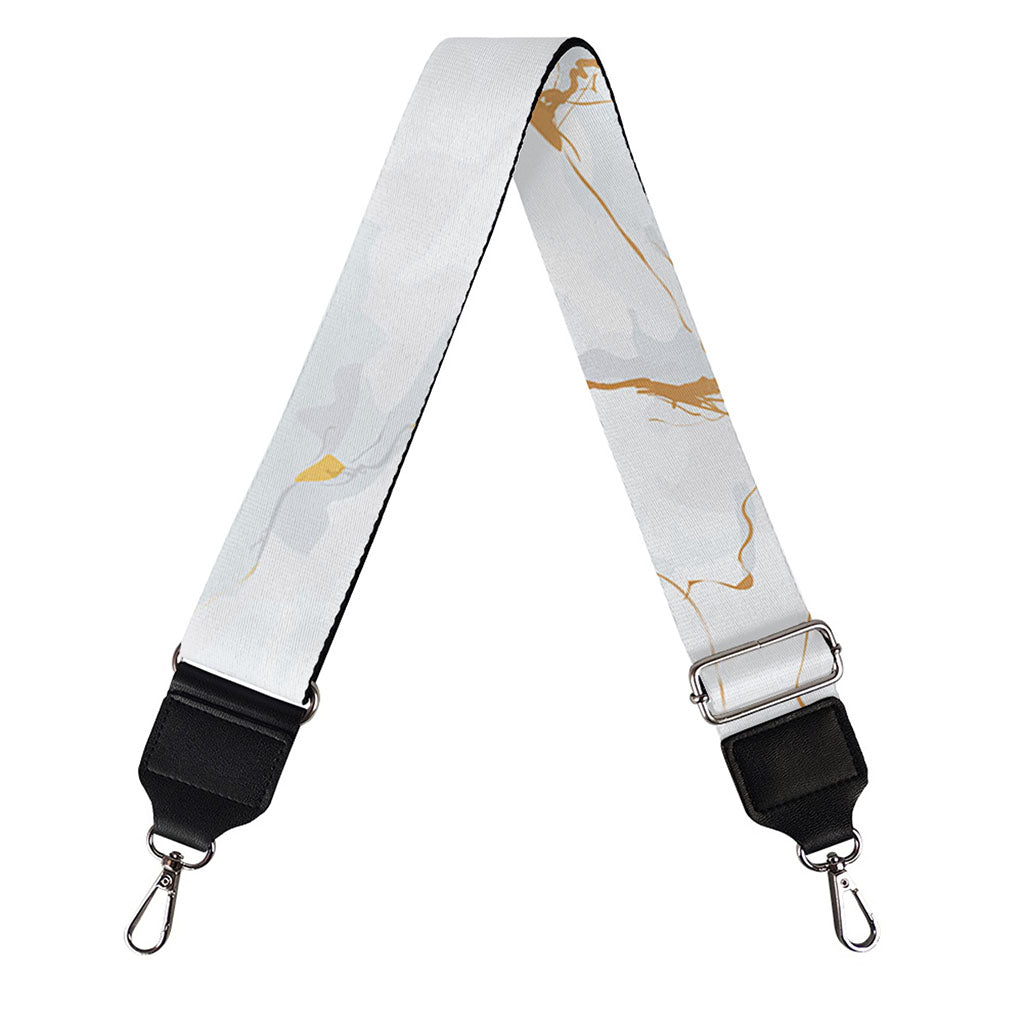 White Gold Scratch Marble Print Bag Strap