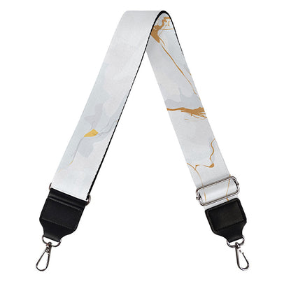 White Gold Scratch Marble Print Bag Strap