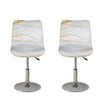 White Gold Scratch Marble Print Bar Stool Covers